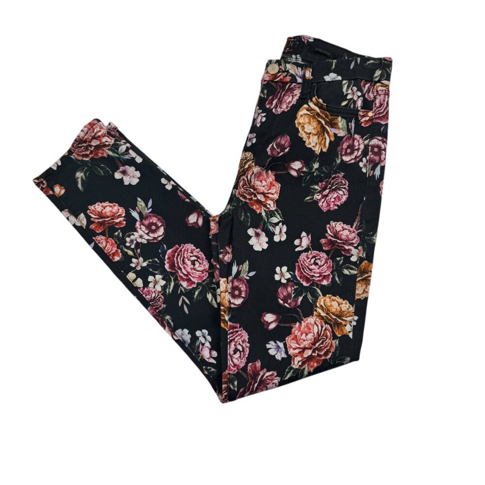 Jen7 7 All Mankind Romantic Floral Printed Ankle Skinny Pants Women's Size 4